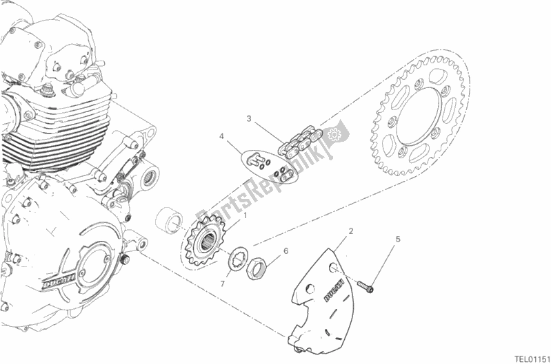 Tutte le parti per il Pignone Anteriore - Catena del Ducati Scrambler 1100 Sport USA 2018